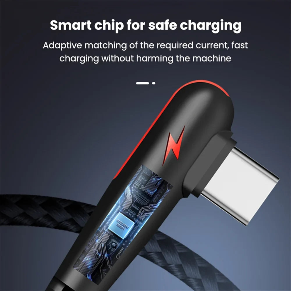 120W USB-C 90° Elbow Fast Charging Cable 6A | Samsung Xiaomi