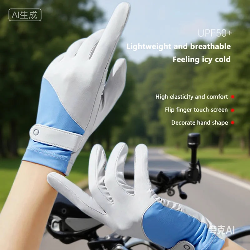 Summer Sunscreen Gloves Women Thin Ice Silk Anti-ultraviolet Dew
