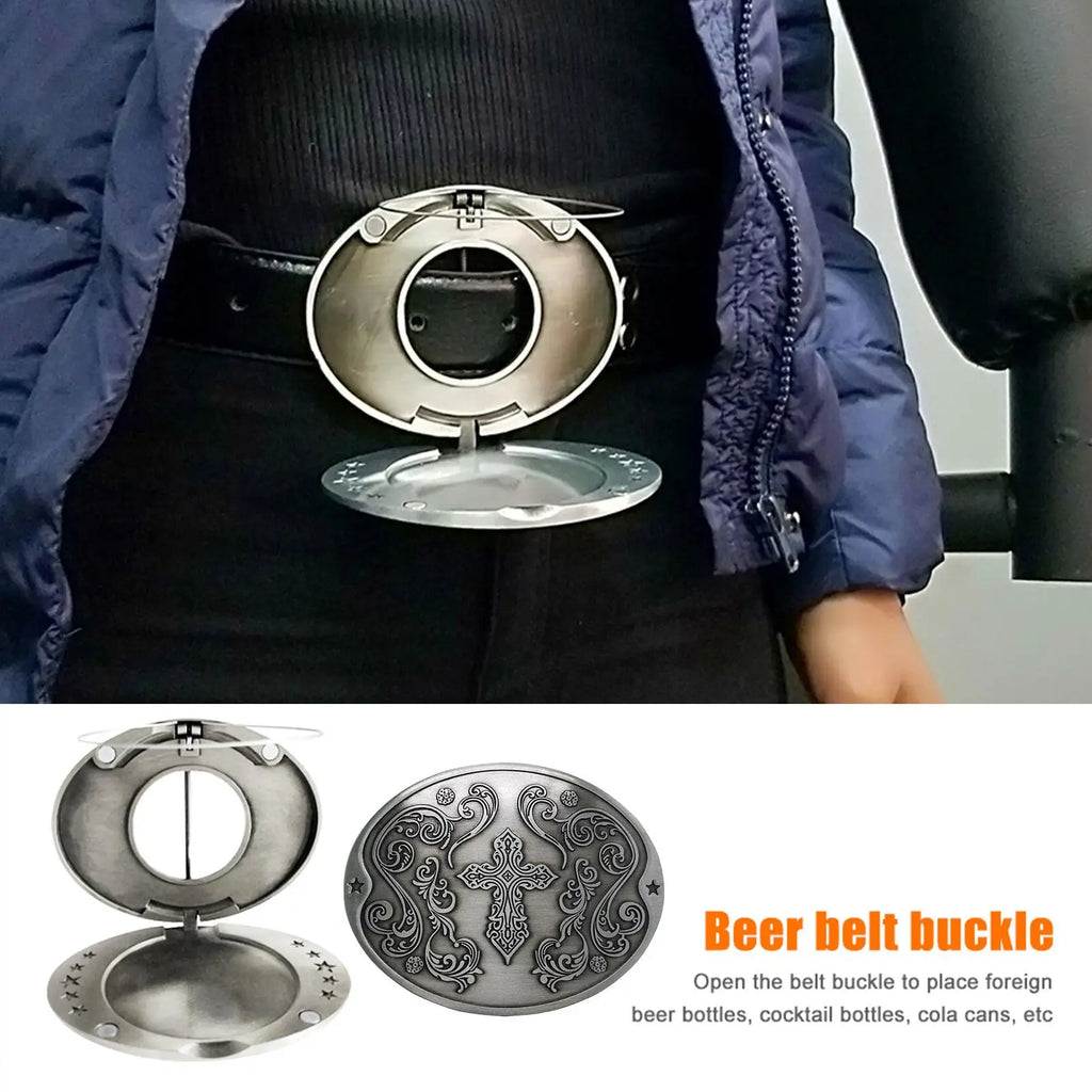 Retro Metal Beer Belt Buckle | Zinc Alloy Bottle Can Holder