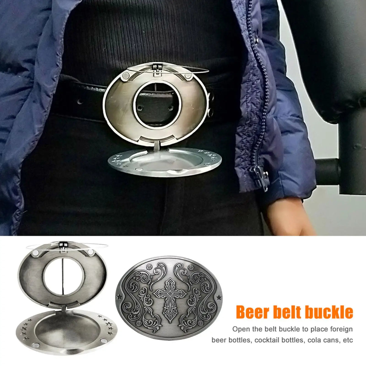 Retro Metal Beer Belt Buckle | Zinc Alloy Bottle Can Holder