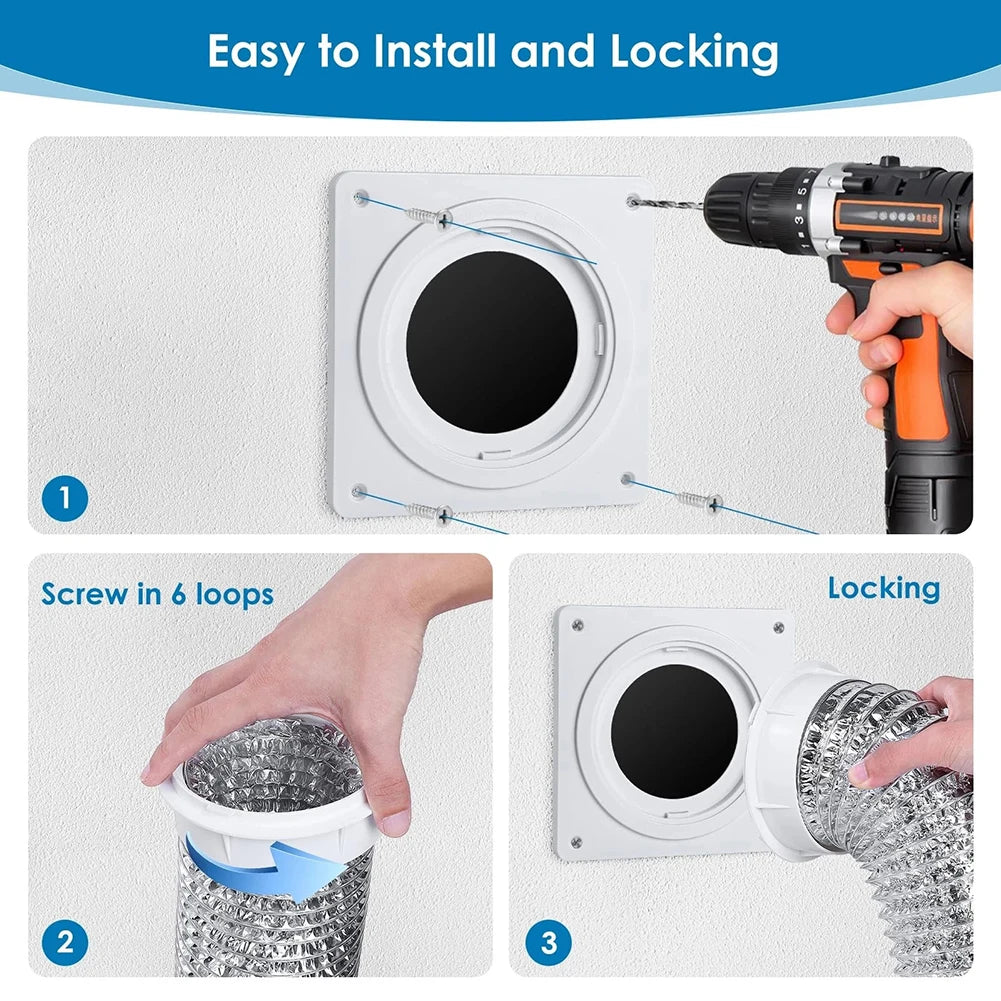 4-Inch Dryer Vent Connector Kit – Twist-Lock Wall Plate