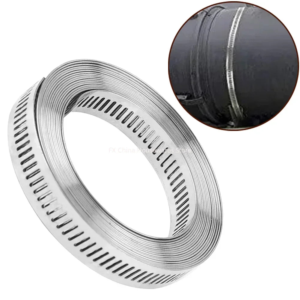 9 8ft Adjustable Large Hose Clamps Worm Gear Stainless Steel Clamp+6