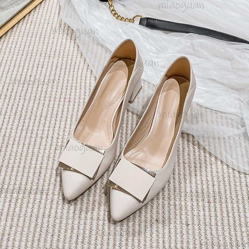 Women's Low Heel Pumps – Pointed Toe Slip-On Dress Shoes