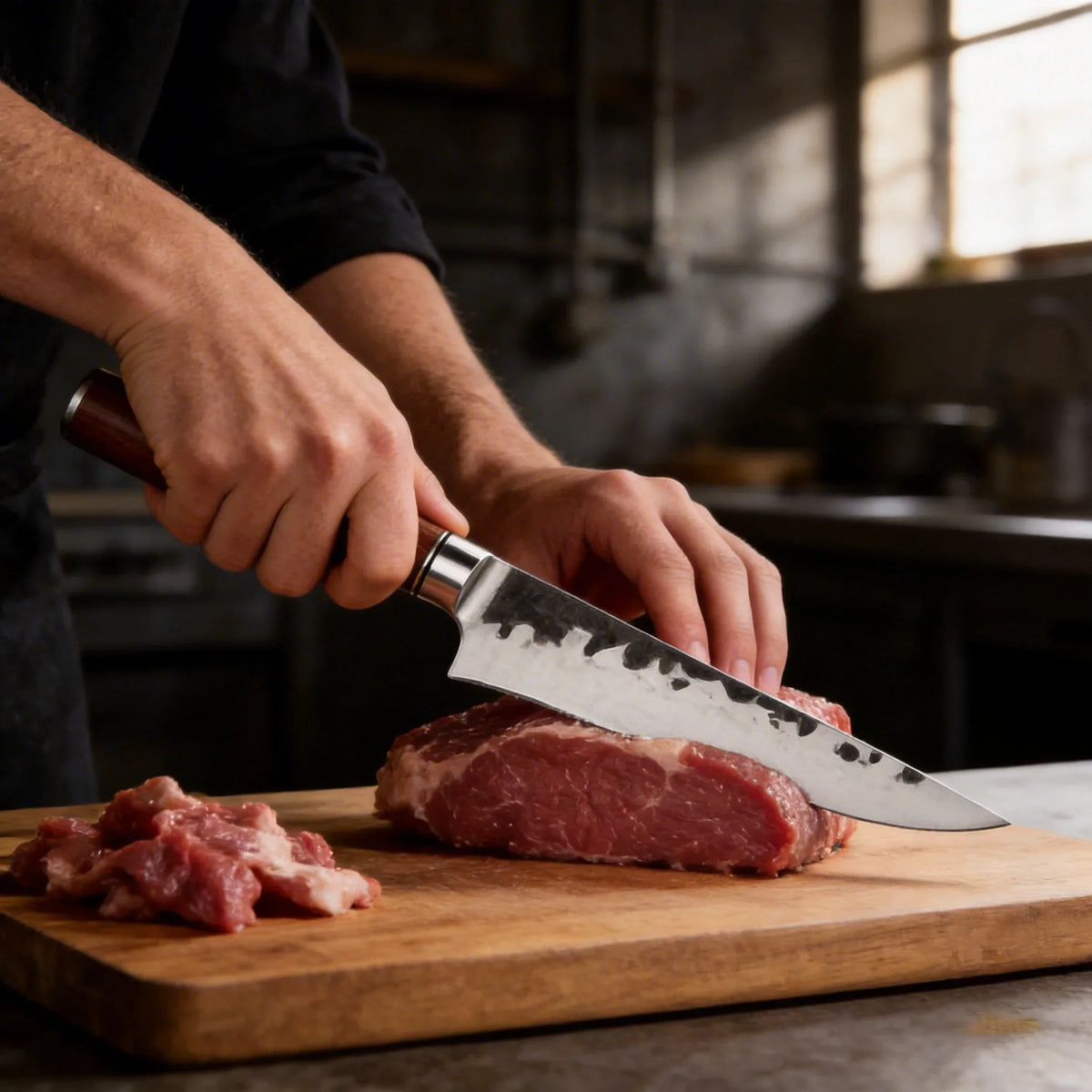 COOKCRAZE Hand Forged Boning Knife – Hammered Steel & Rosewood