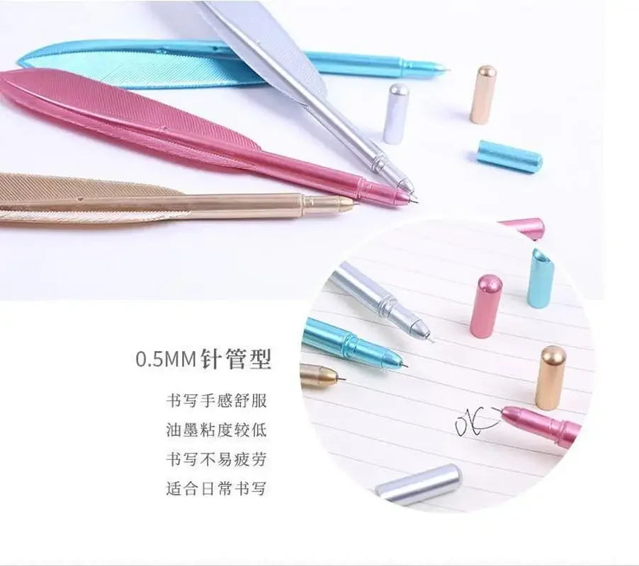 Feather Gel Pens Set of 3 – 0.5mm Cute Novelty Writing Pens