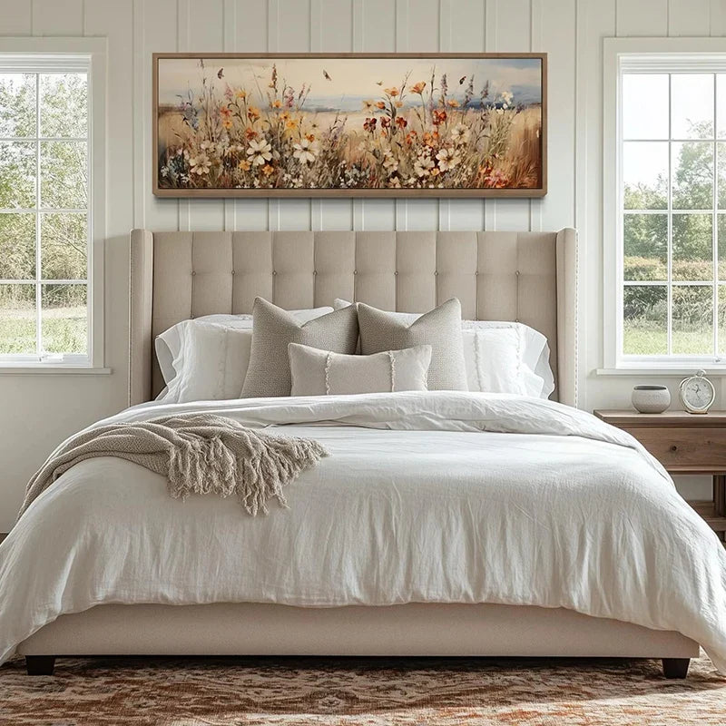 Retro Wildflower Canvas Wall Art | Boho Farmhouse Floral Decor