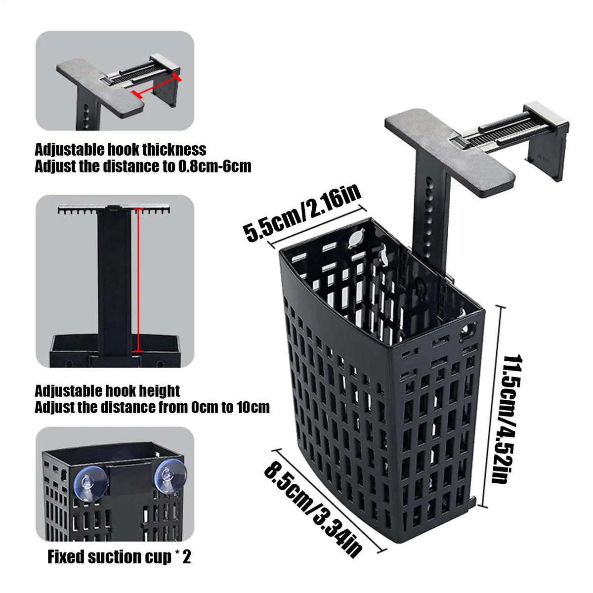 Adjustable Aquarium Plant Holder | Suction Cup & Hook
