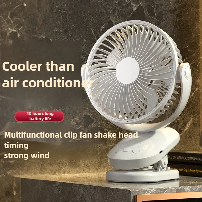 URGGU Mini Clip Fan – 4-Speed Quiet Oscillating USB Fan