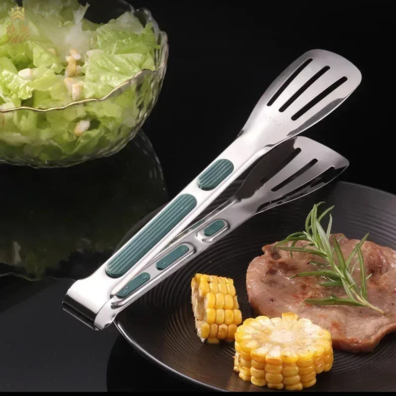 Stainless Steel BBQ Grill Tongs | Non-Slip Kitchen Utensil