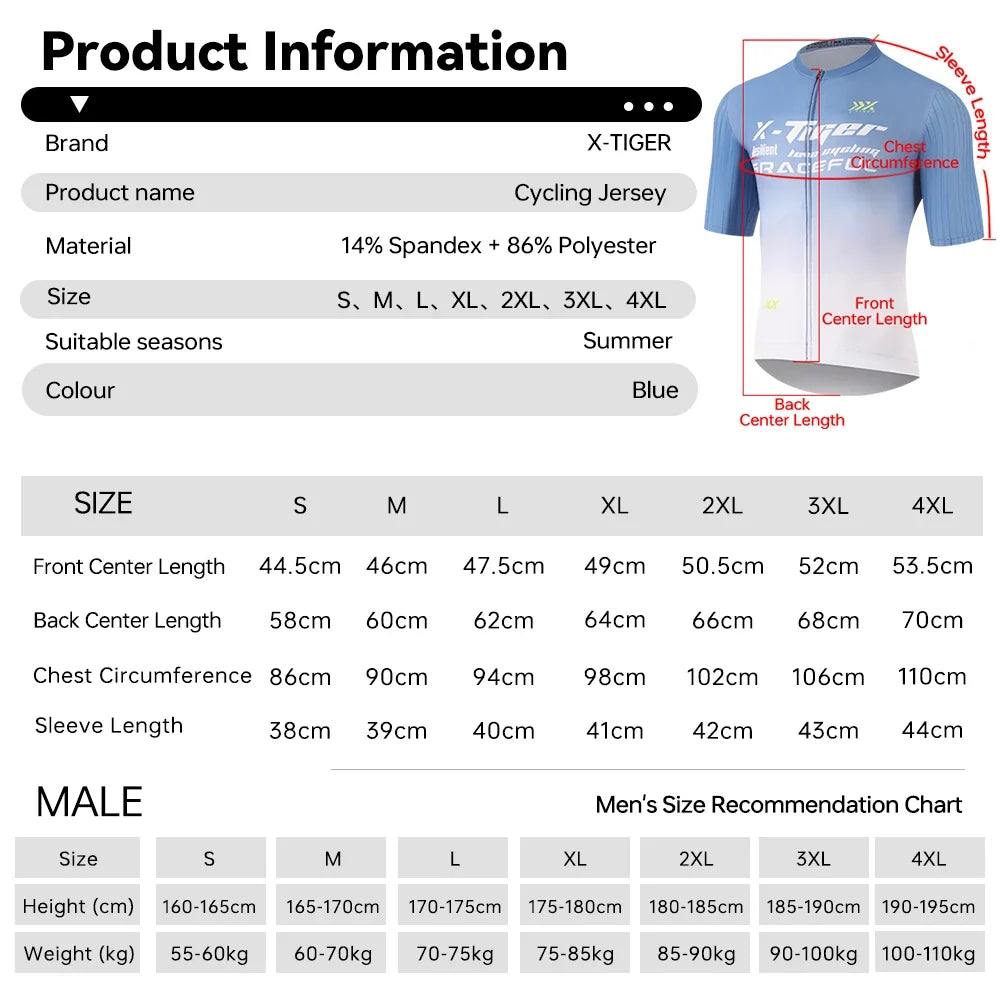 X-Tiger Pro Men's Cycling Jersey – Quick-Dry MTB Bike Shirt