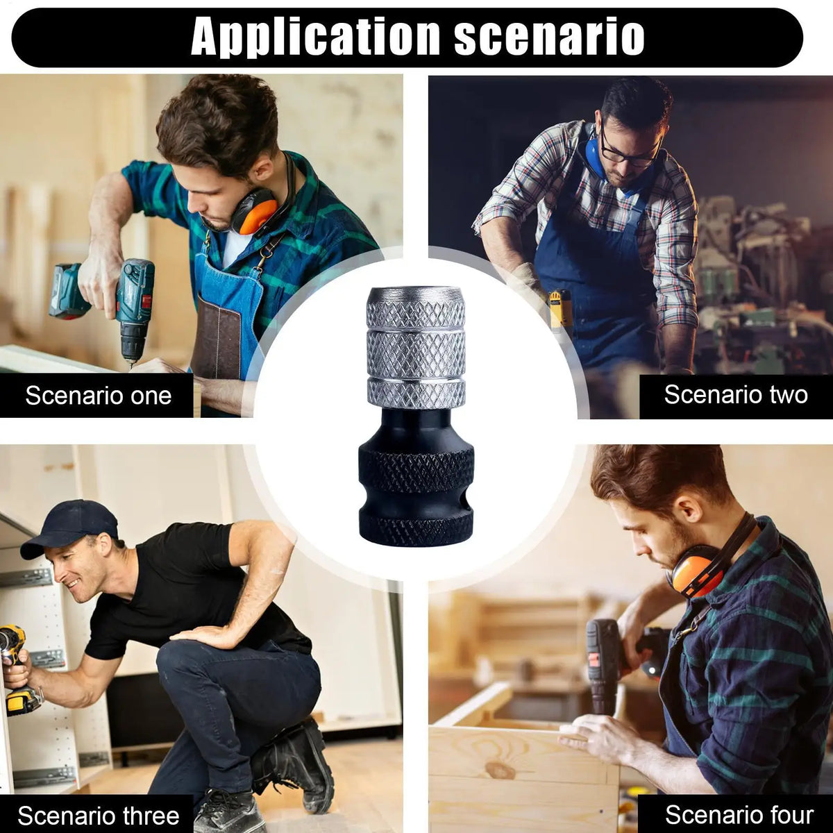 4-Piece Drill Bit Adapter Set | Chuck Extension & Hammer Conversion