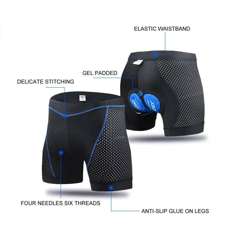 X-TIGER Men's 5D Gel Padded Cycling Underwear Shorts | MTB