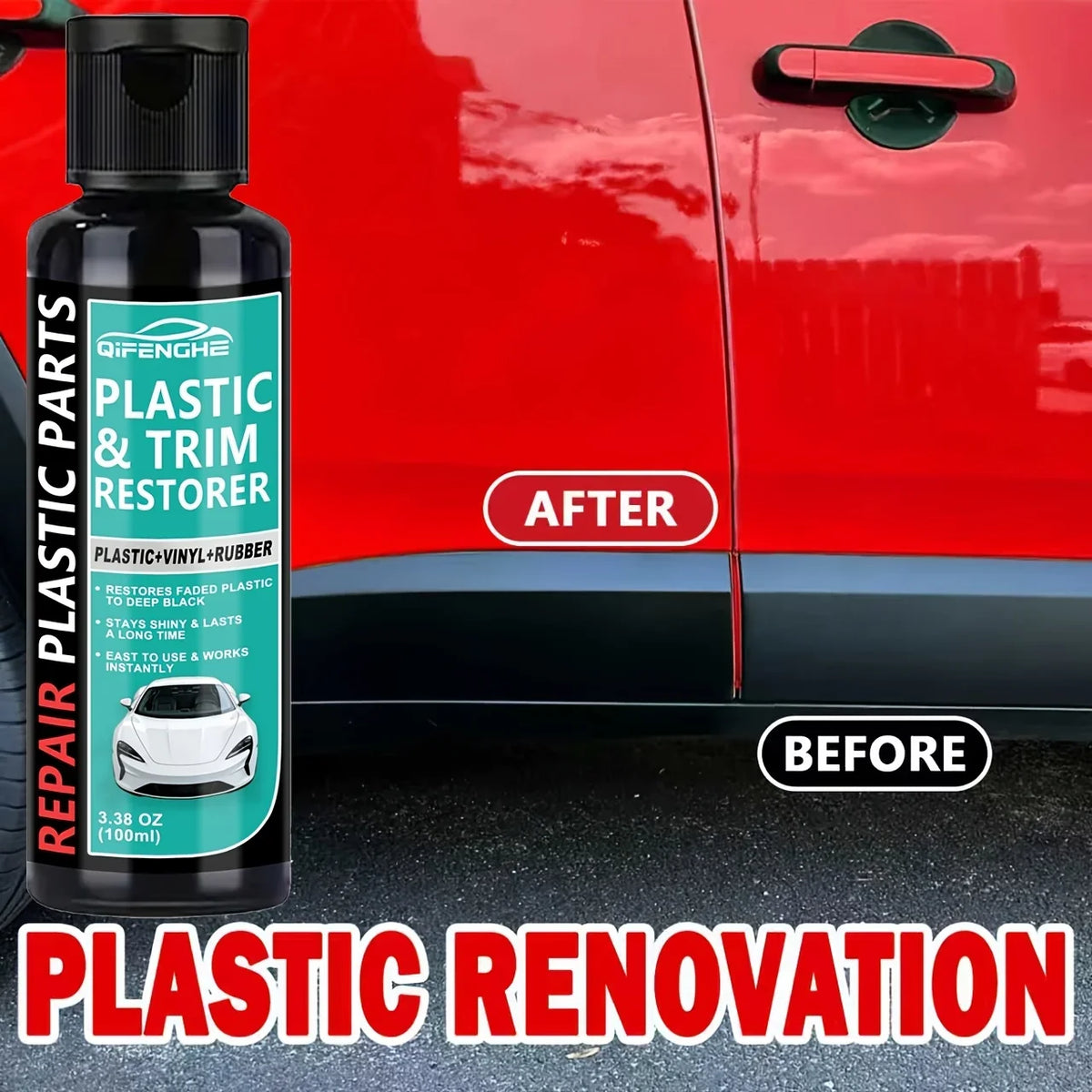 QIFENGHE Black Trim & Plastic Restorer for Cars – 100ml