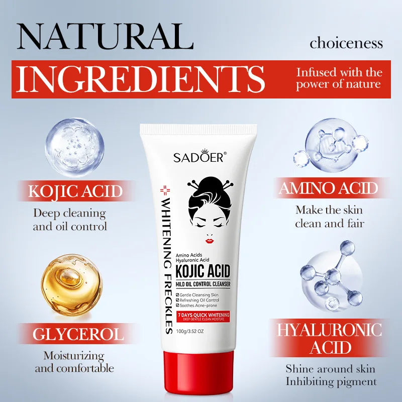 Kojic Acid Skin Care Facial Wash Mild Oil Control Deep Moisturizing