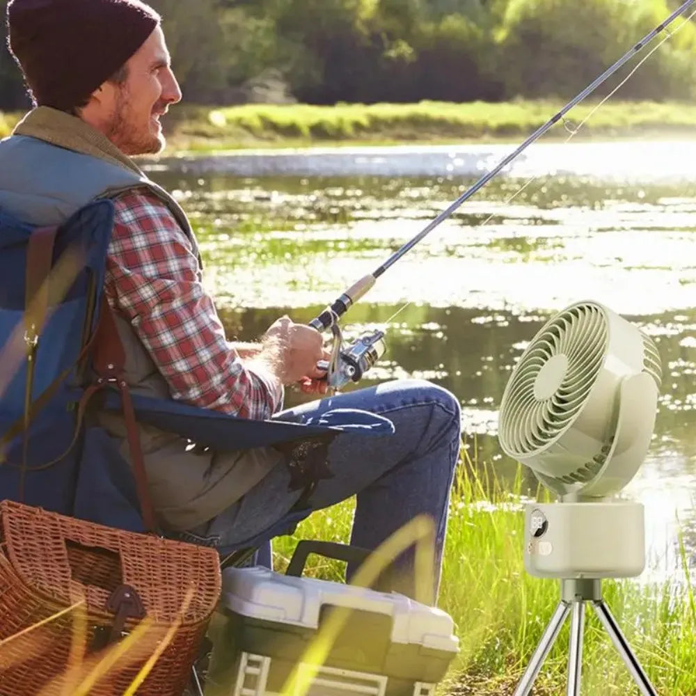 Portable Tripod Fan – USB Rechargeable, Foldable, Oscillating
