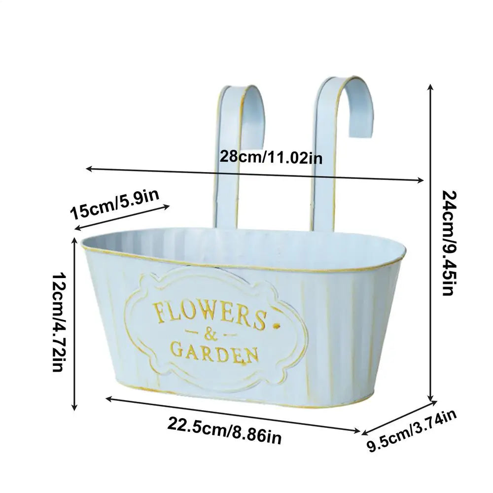 Metal Hangable Deck Planter Railing Countryside Window Flower Boxes