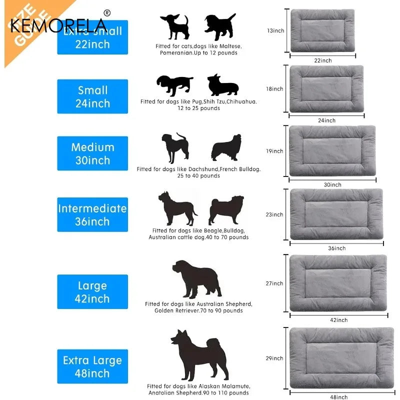 KEMORELA Soft Dog Crate Pad – Washable Anti-Slip Kennel Mat