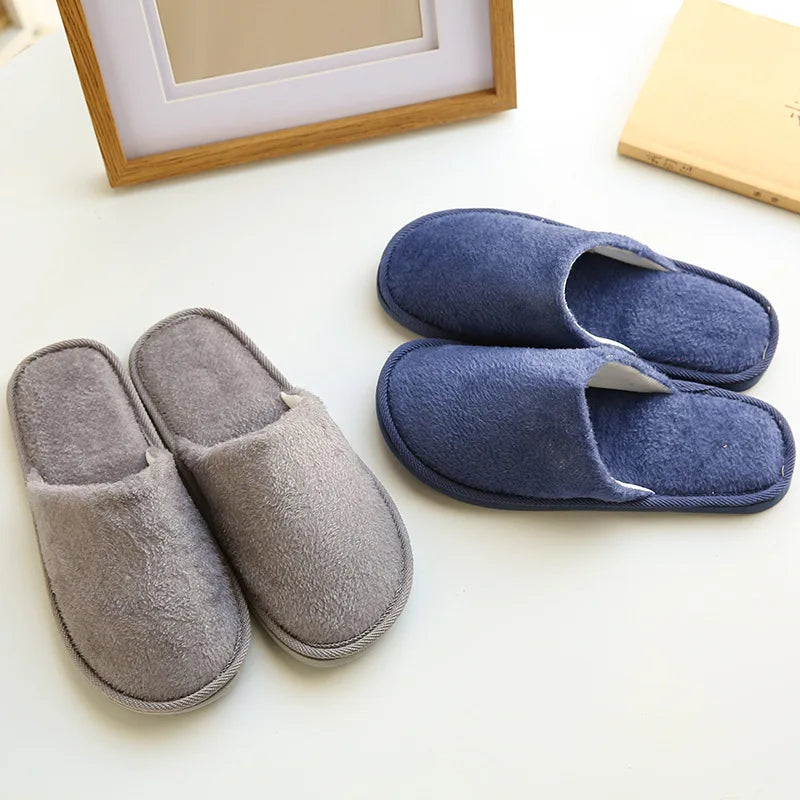 Men & Women Plush House Slippers – Warm Soft Indoor Slides
