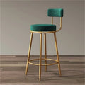 Nordic Velvet Bar Stool with Backrest | Iron Art Counter Chair