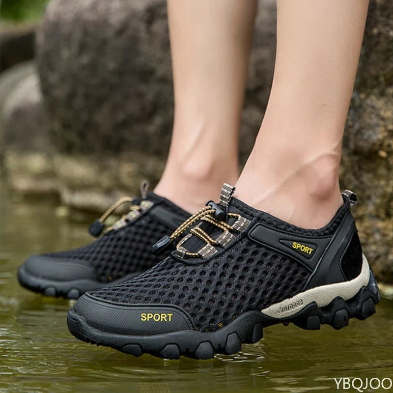 YBQJOO Men's Breathable Mesh Sports Shoes | Casual Lace-Up