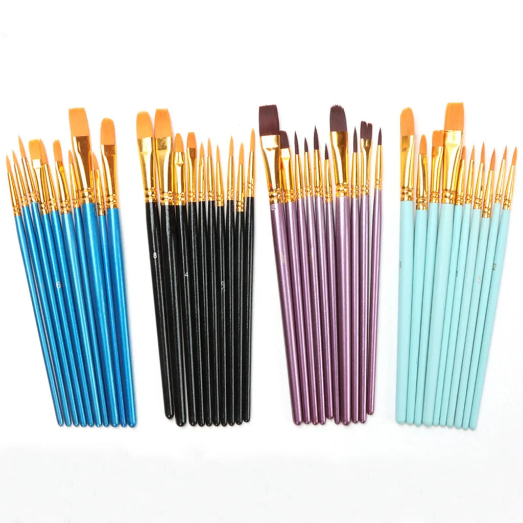 Professional Acrylic Paint Brush Nylon Hair Brushes All Purpose Oil