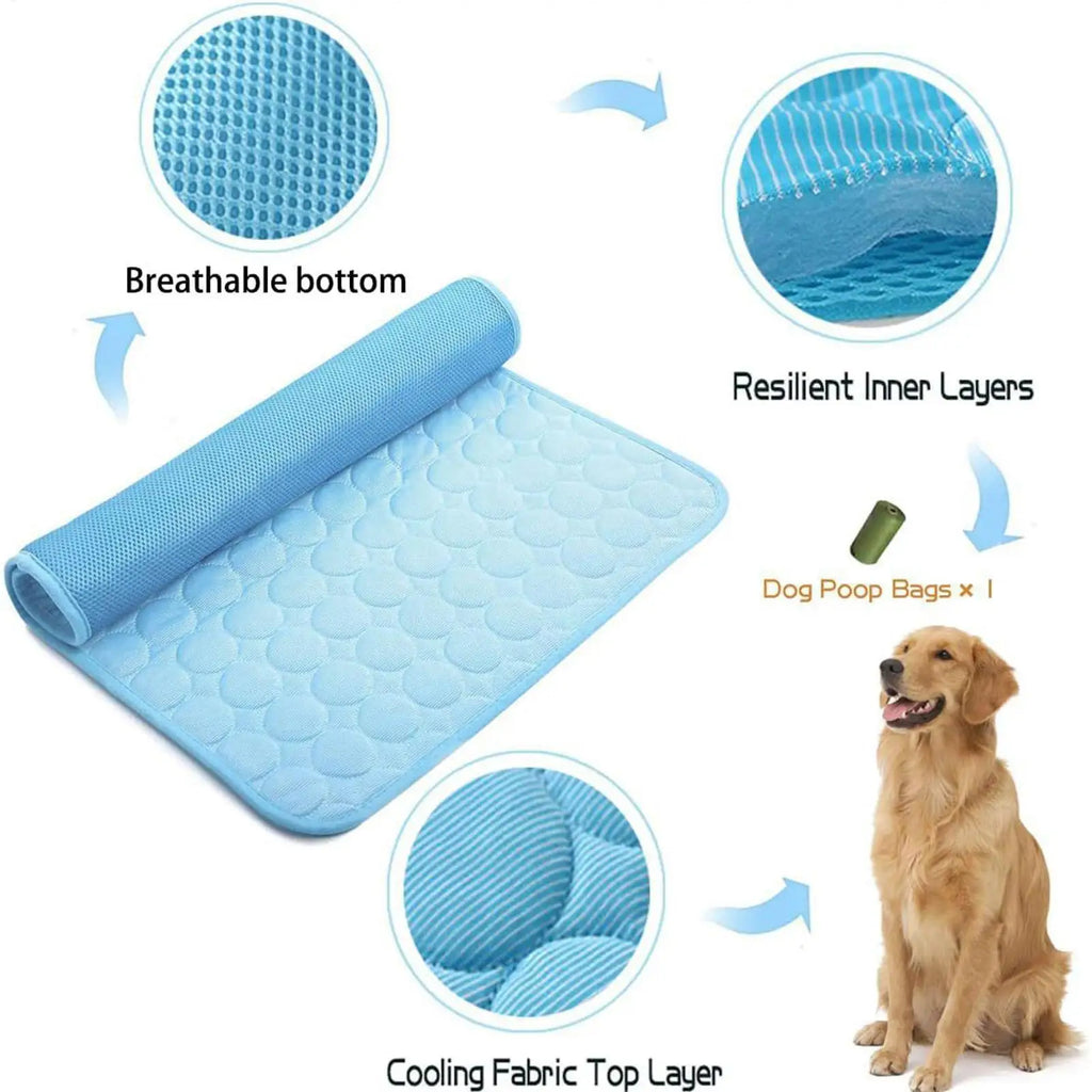 Self-Cooling Pet Mat for Dogs & Cats | Ice Silk Cooling Pad