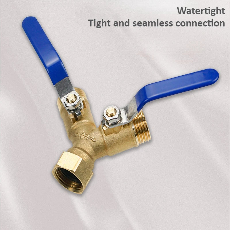 Brass 2-Way Garden Hose Splitter 3/4" Long Handle Valve