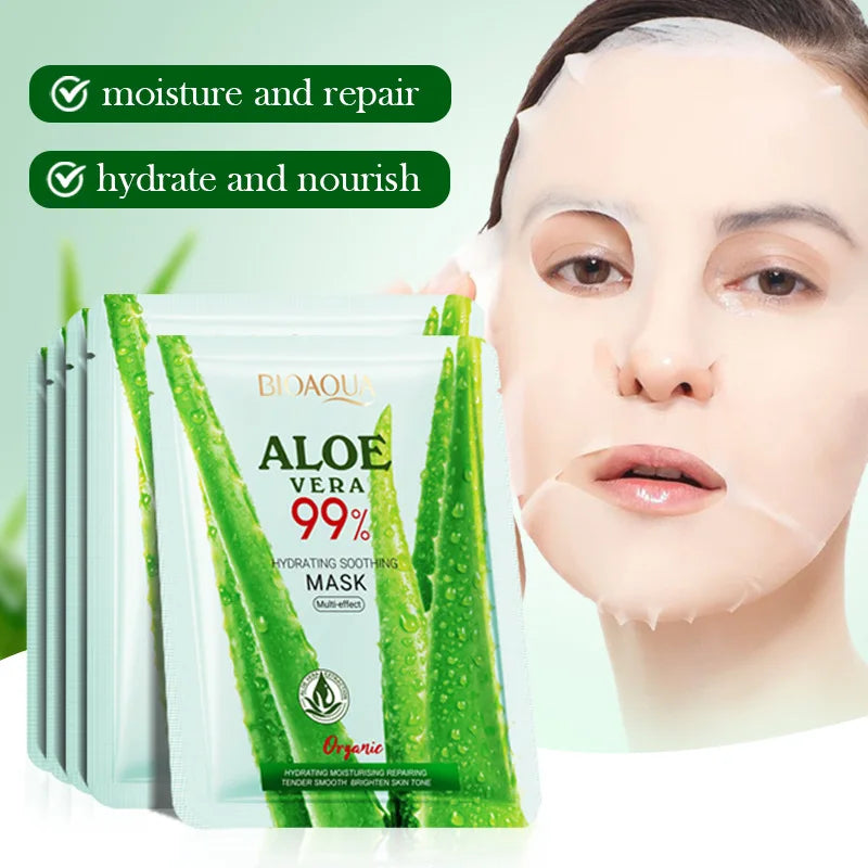 BIOAQUA Aloe Vera Facial Masks – Hydrating & Brightening 5/10pk