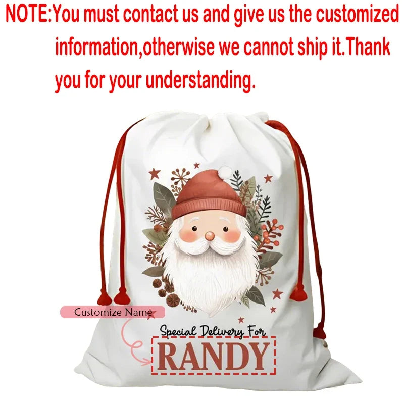 Personalized Santa Sack | Custom Christmas Drawstring Gift Bag