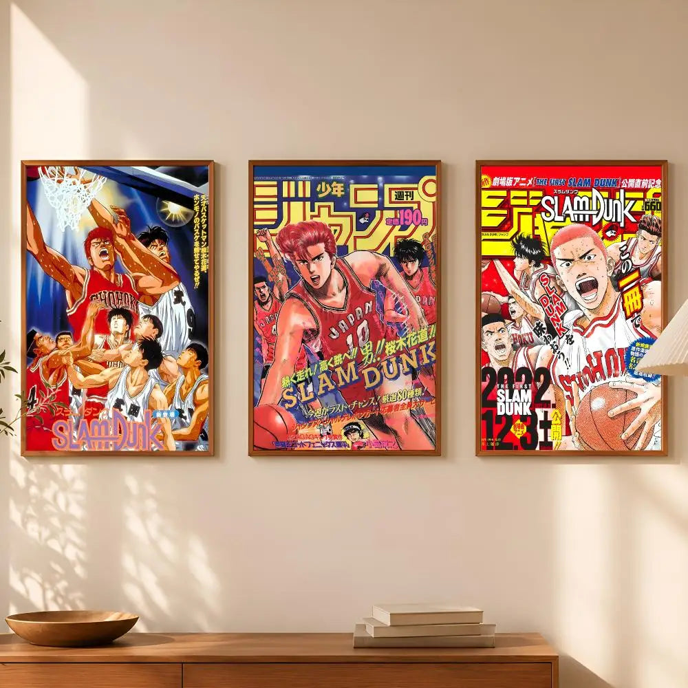 Slam Dunk Anime Self-Stick Wall Poster – HD Waterproof Art