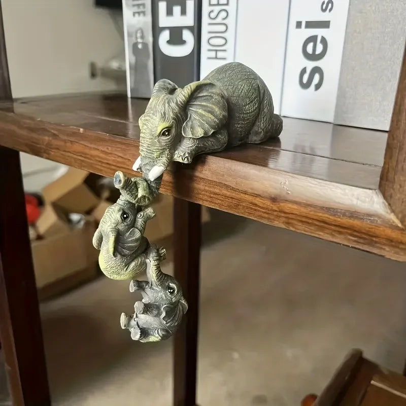 Elephant Figurines Set of 3 – Shelf Edge Resin Home Décor