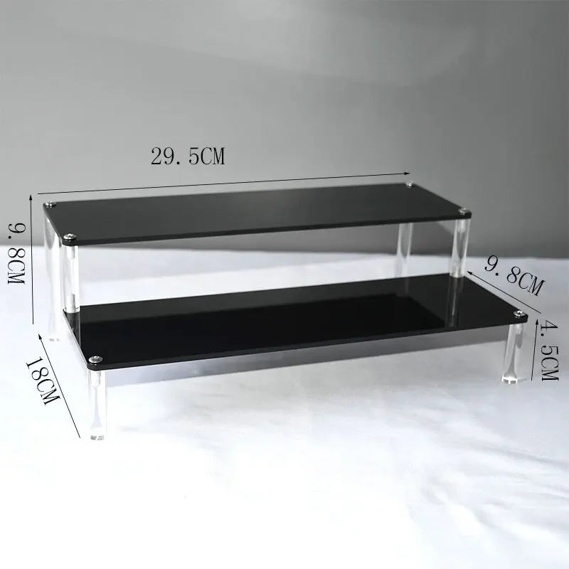 1–5 Tier Acrylic Display Stand | Riser Shelf Rack – Clear & Black