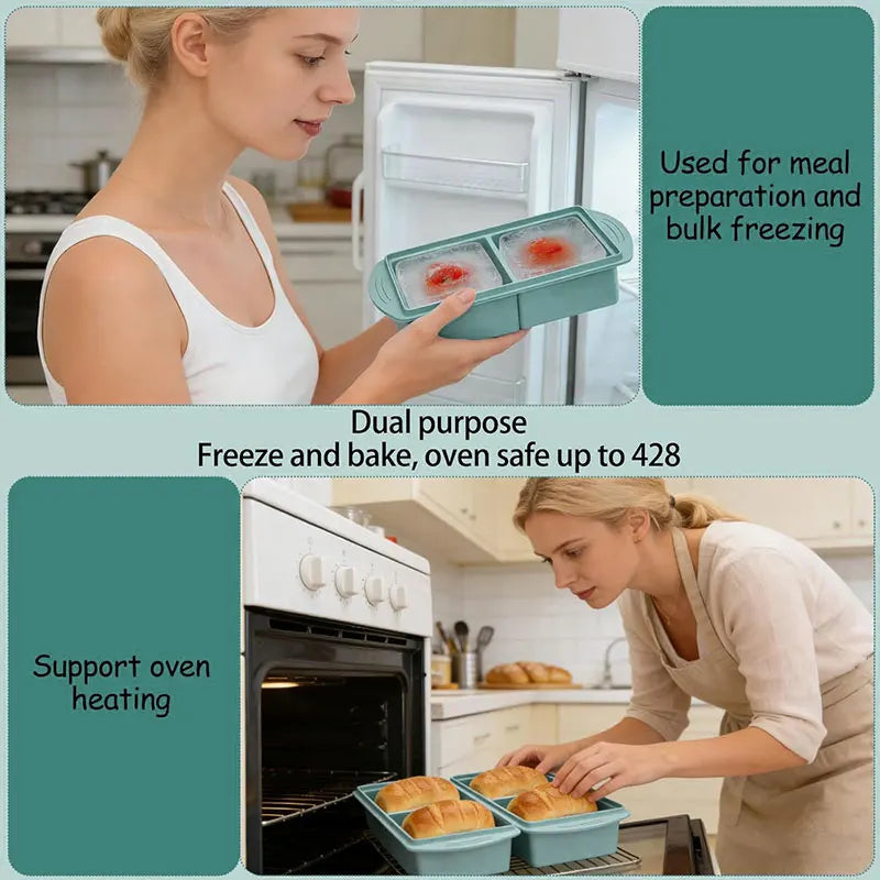Large Silicone Ice Cube Tray with Lid – Soup Freezer Molds