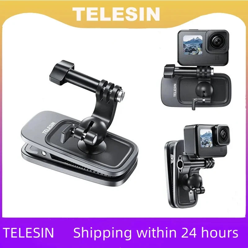 TELESIN 360 Rotation Magnetic Backpack Clip Clamp Mount Gopro Hero 11