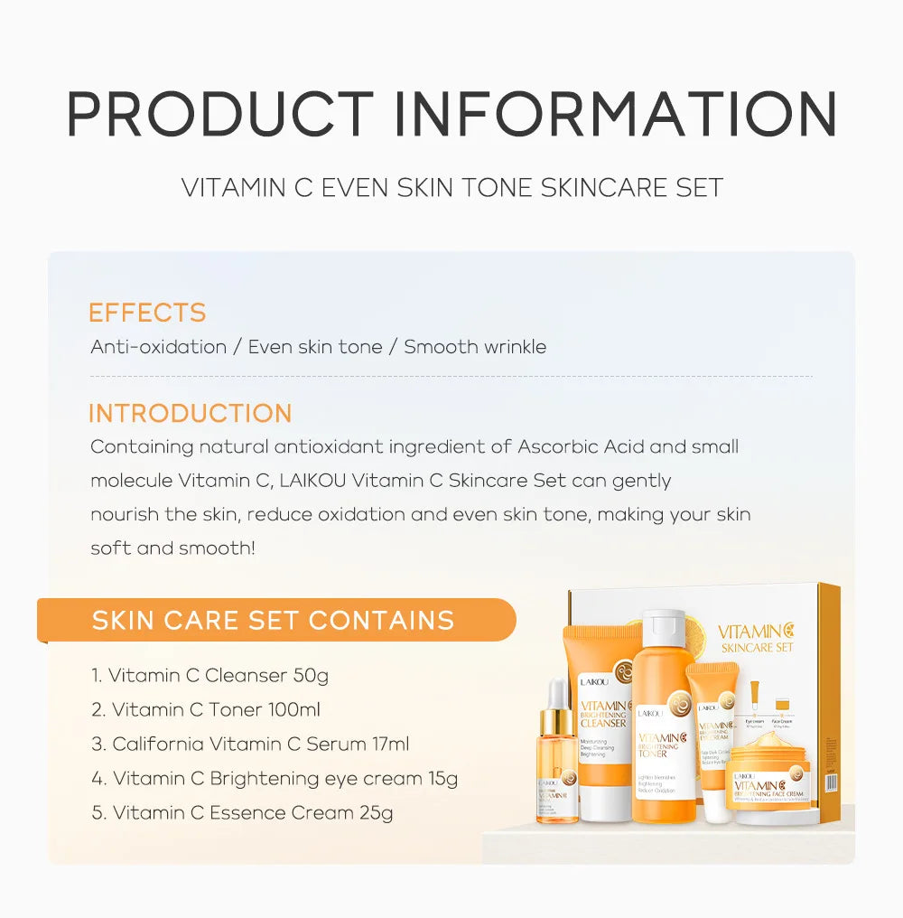 5-Piece Vitamin C Skincare Set – Serum, Eye Cream & Toner