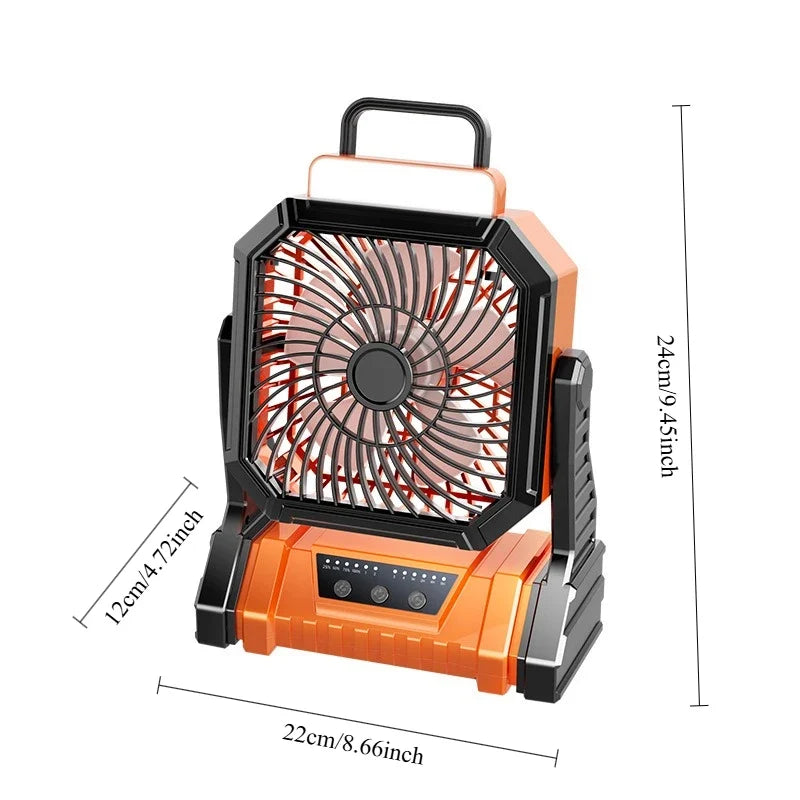 URGGU Portable Camping Fan 5400/9000mAh Battery LED Light 4-Speed