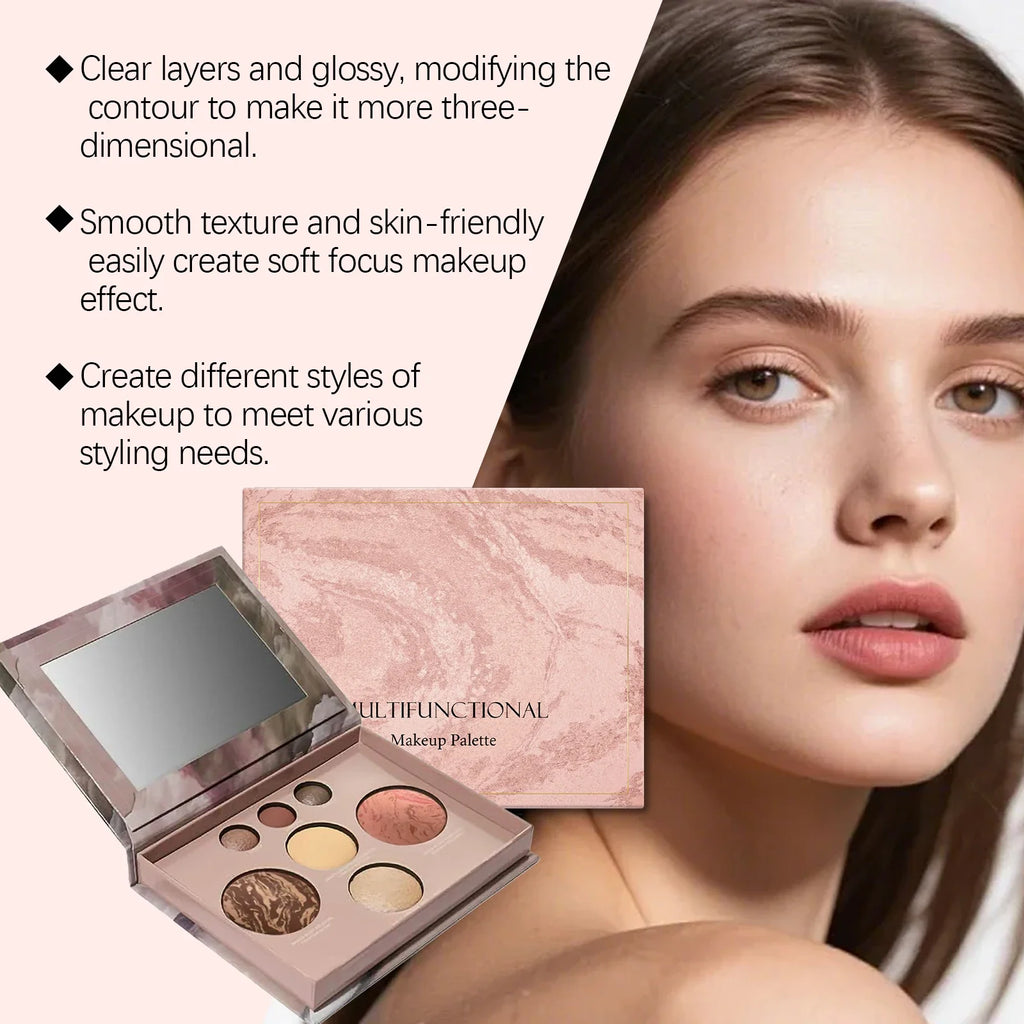 Matte & Shimmer Makeup Palette – Highlight, Blush & Contour