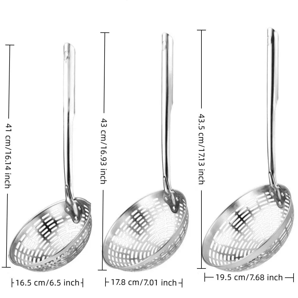 Stainless Steel Long Handle Mesh Skimmer Strainer Spoon