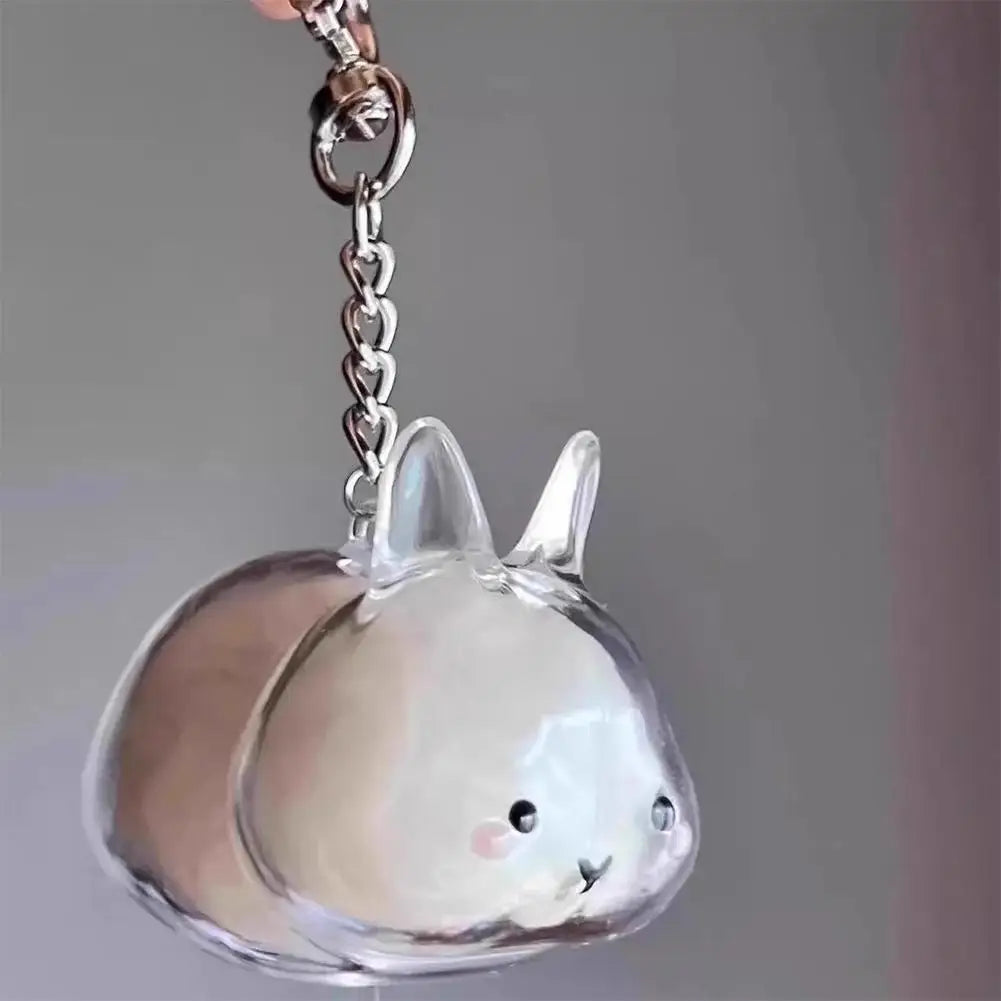 Rabbit Pet Fur Keepsake Capsule Keychain – Transparent Pendant