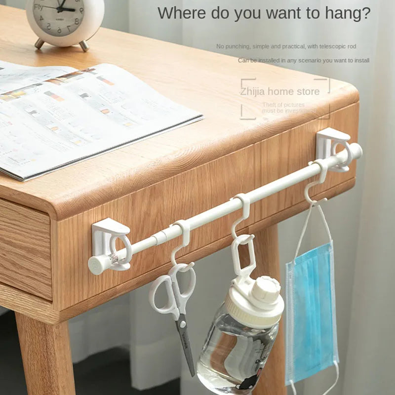 360° Rotatable No-Drill Pole Fixator | Shower & Towel Rod Bracket