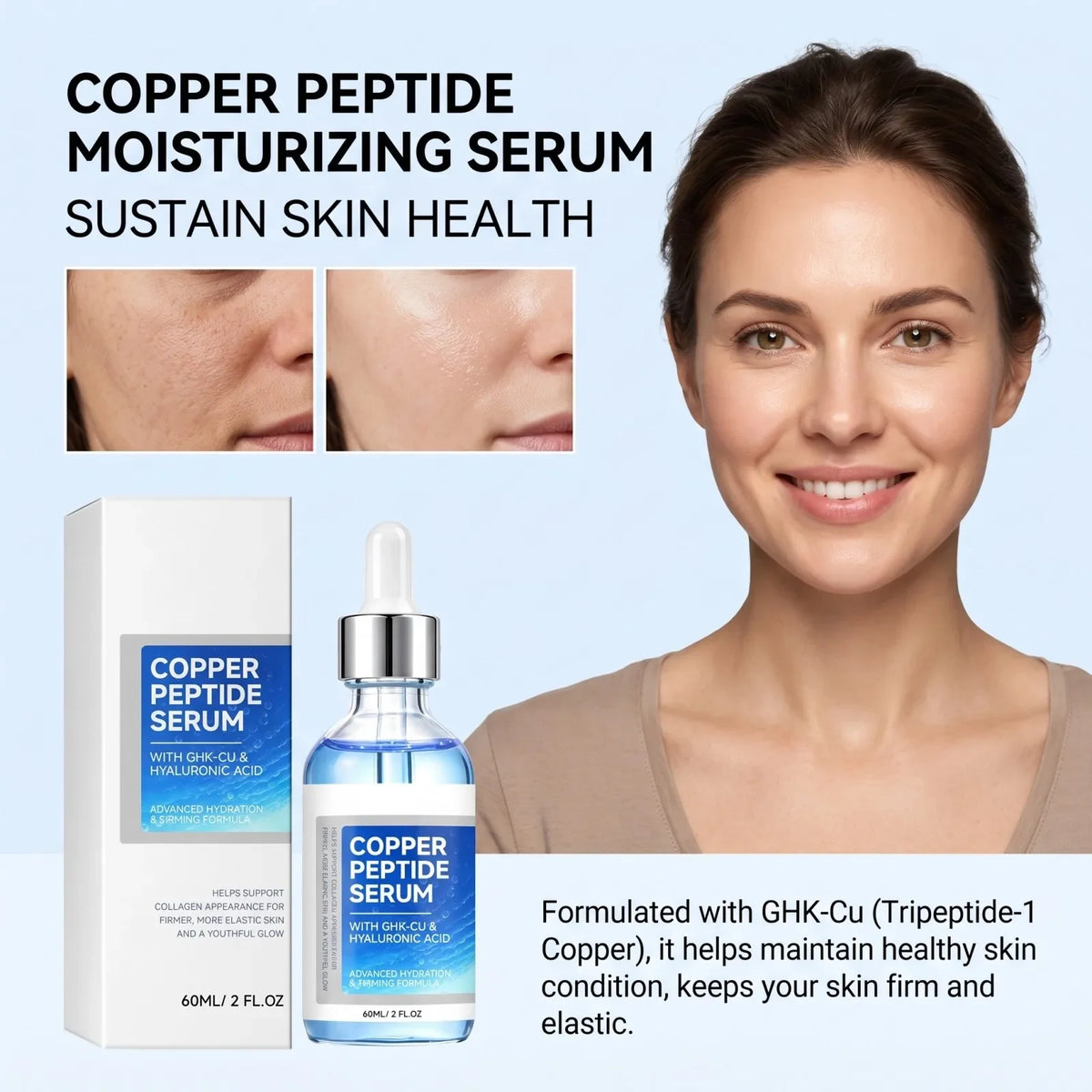 Copper Peptide Face Serum GHK-Cu, Hyaluronic Acid & Niacinamide