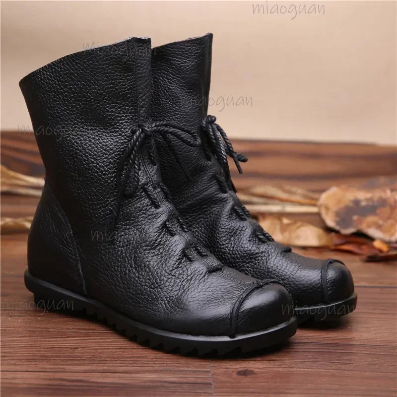 Retro Women's Mid-Calf Winter Boots – Zipper Thermal Boots