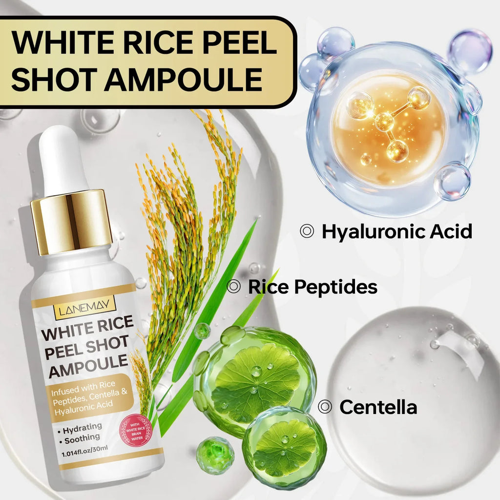 White Rice Peel Shot Ampoule – Rice Peptides & Hyaluronic Acid