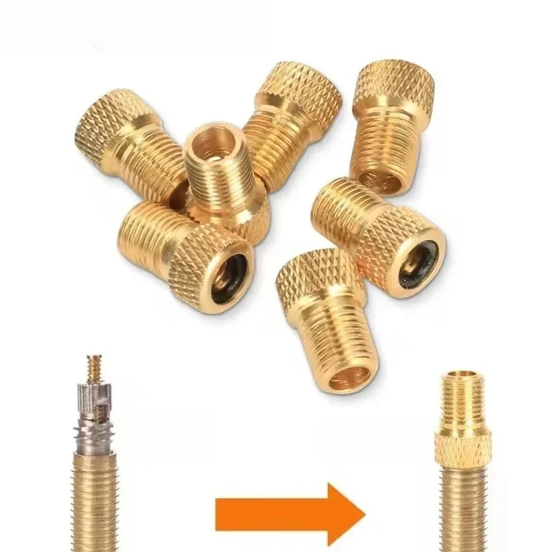 Copper Golden Bike Tire Valve Adapter – F/V to A/V Converter