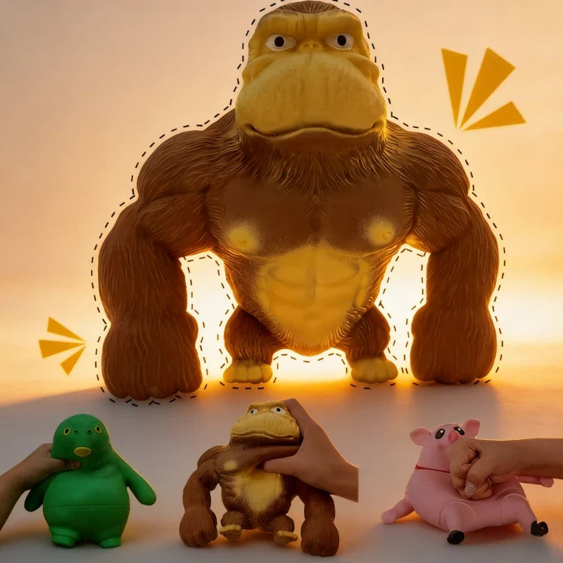 Cute Gorilla Figurines Humorous Expression Monkey Statues Stretchable