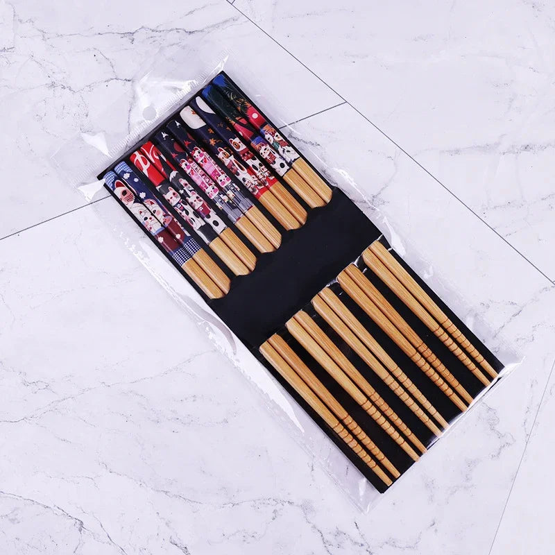 5Pair Japanese Wood Chopsticks Reusable Chopstick Red Sandalwood