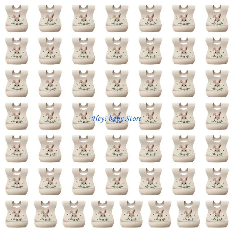 50-Pack Disposable Baby Bibs – Soft, Waterproof Bear Print