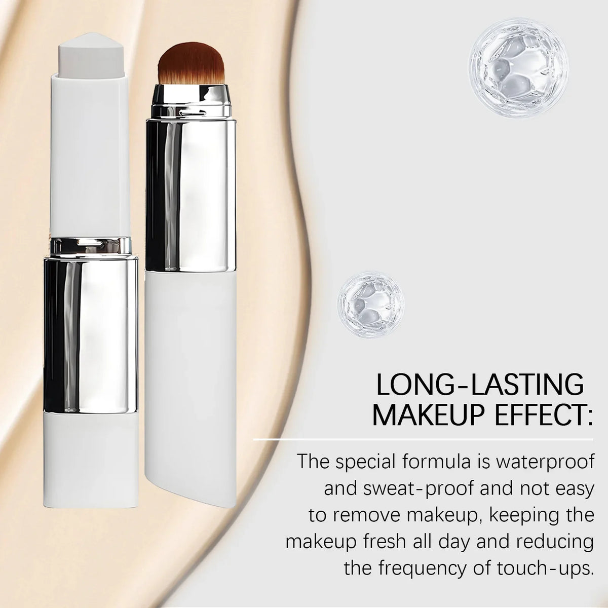 Double-Head Foundation Stick with Brush | Full Coverage Matte