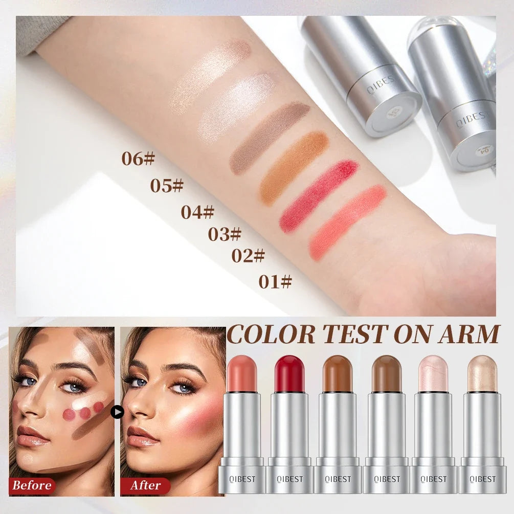 QiBest 4-in-1 Contour Bronzer Stick – Highlighter & Blush
