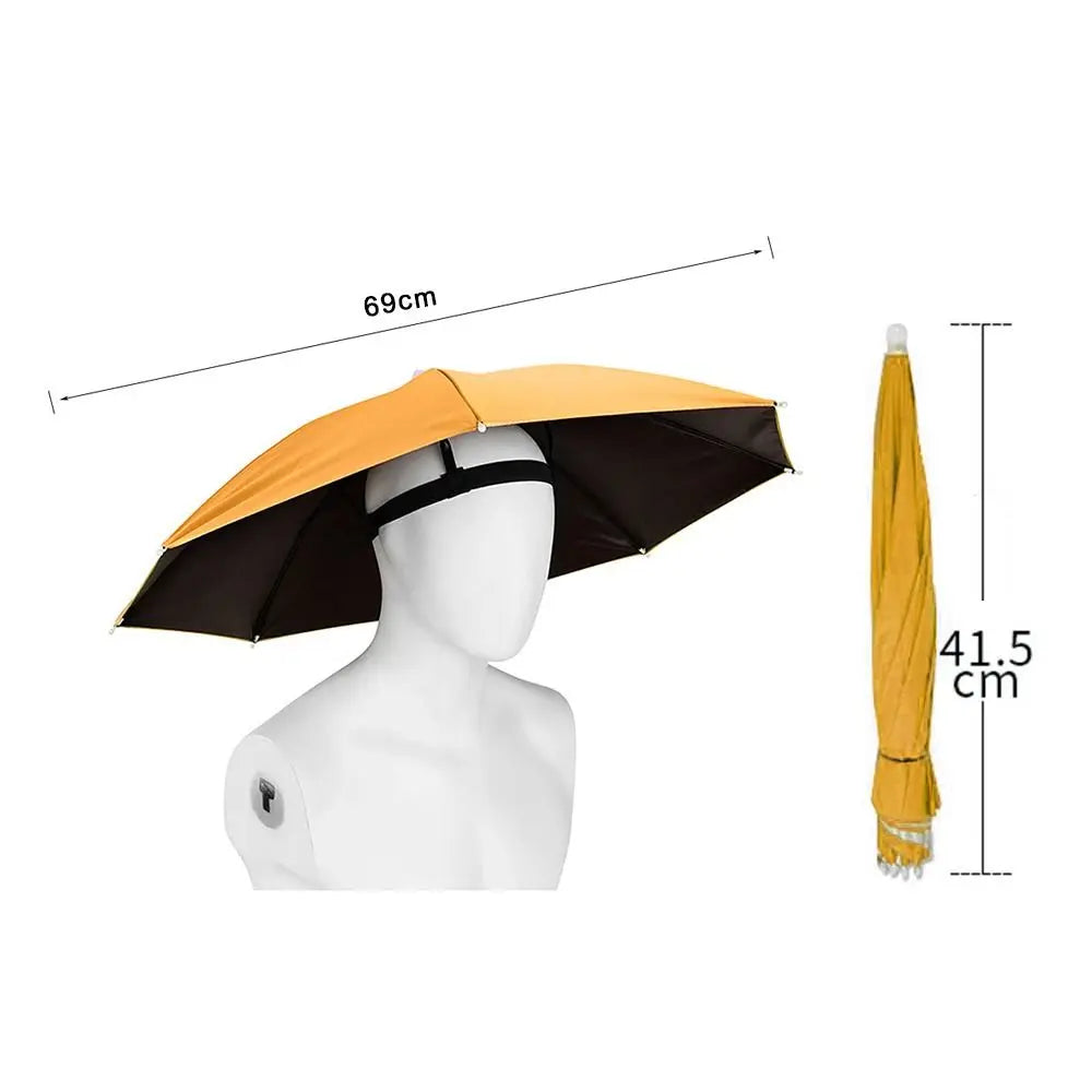 Foldable Hands-Free Umbrella Hat – Windproof Sun & Rain Cap